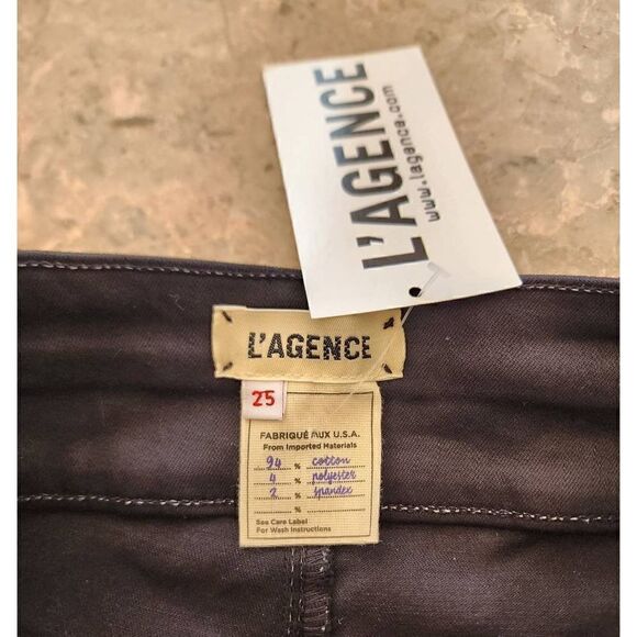 L'AGENCE Peyton high rise skinny ankle crop black coated stretch jeans NWT size - Picture 3 of 8